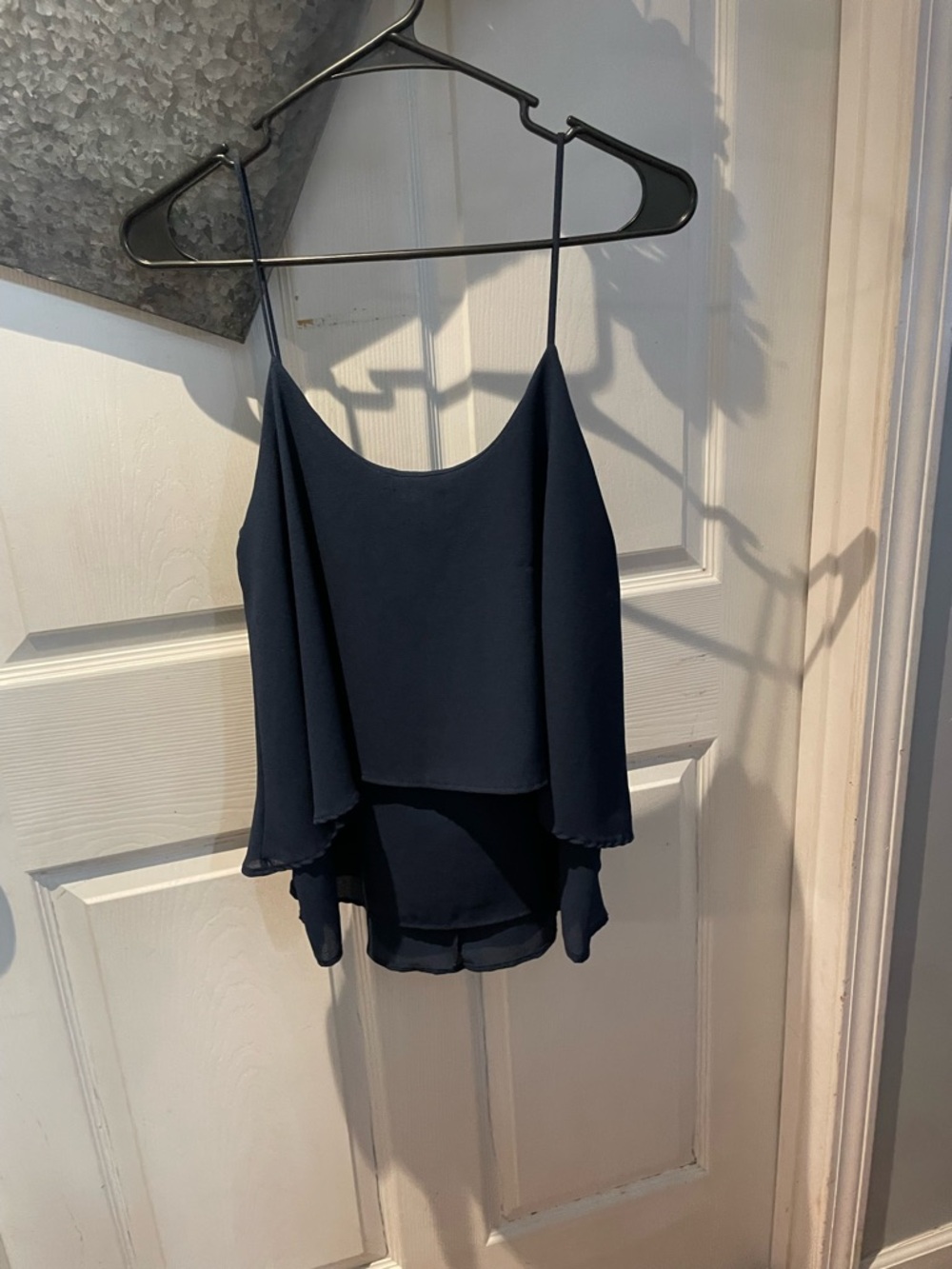 Paper Crane Navy Double-Layer Spaghetti Strap Cami